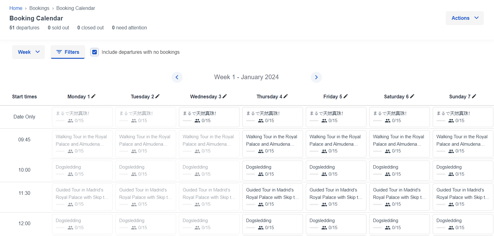 Booking Calendar example