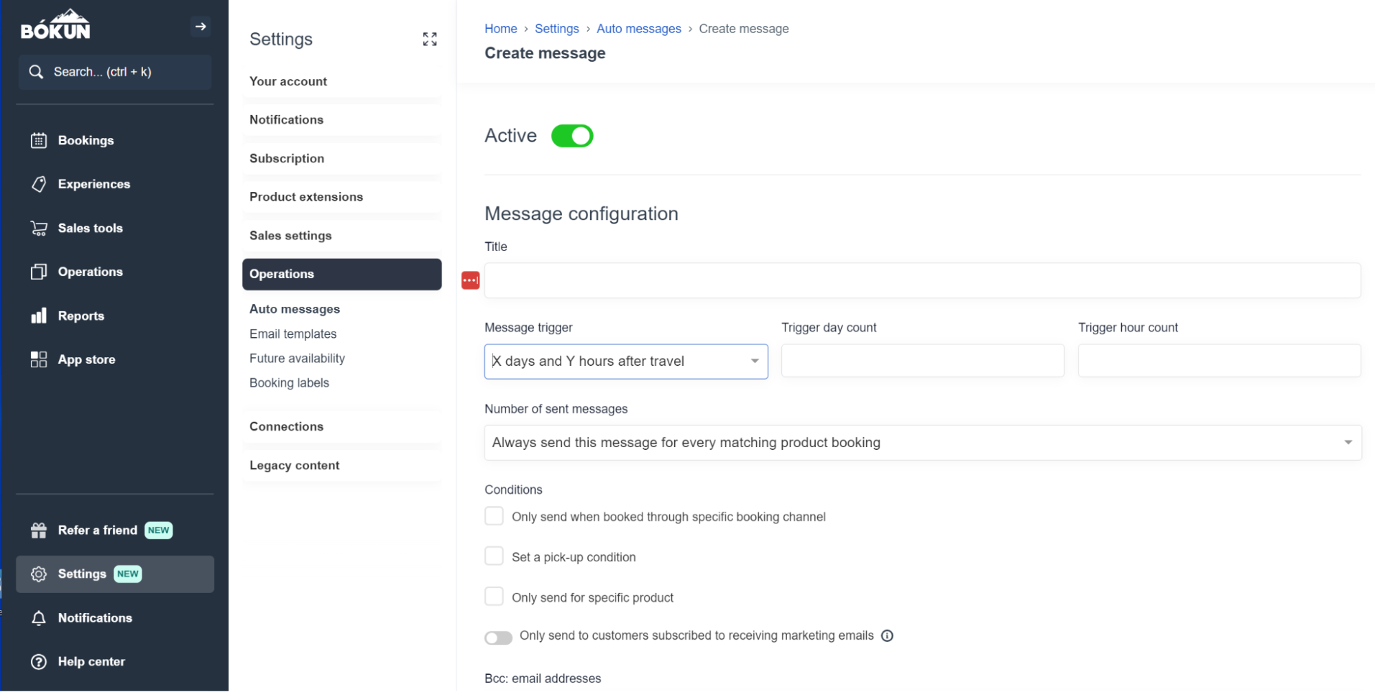 Operations: Create message