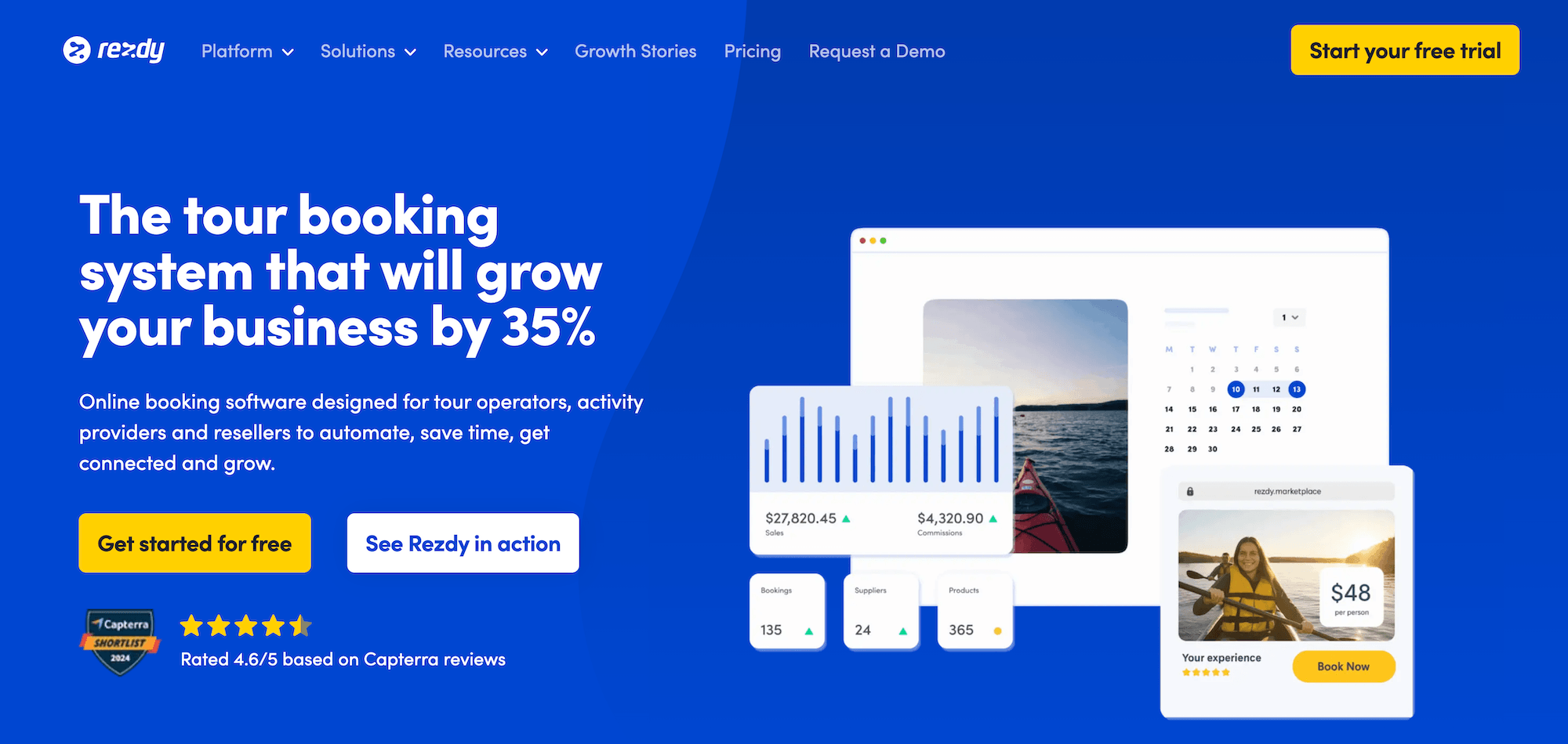 Rezdy homepage: The online booking system for tour and activity businesses
