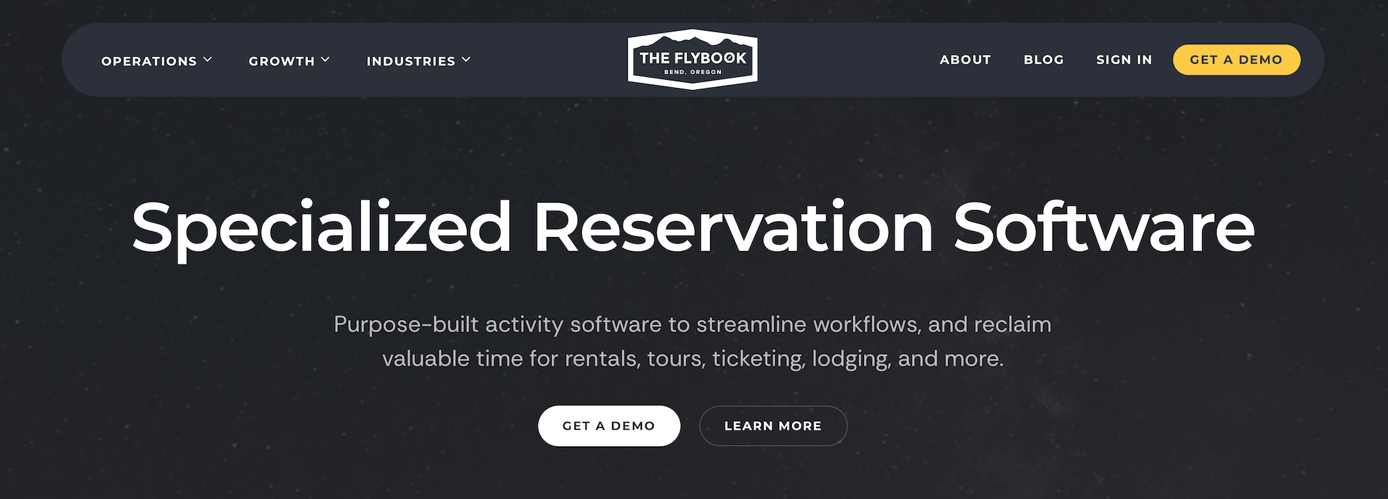 The Flybook homepage: The Most Advanced Booking Software