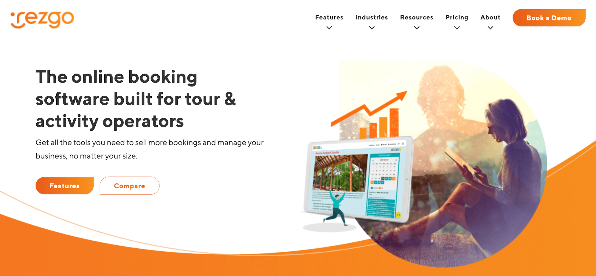 Rezgo homepage: Tour Operator Booking Software