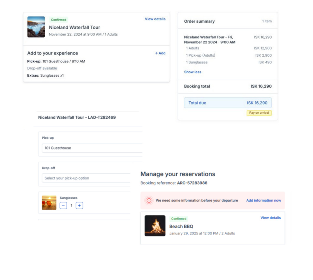 Self-service customer portal for travellers to manage bookings