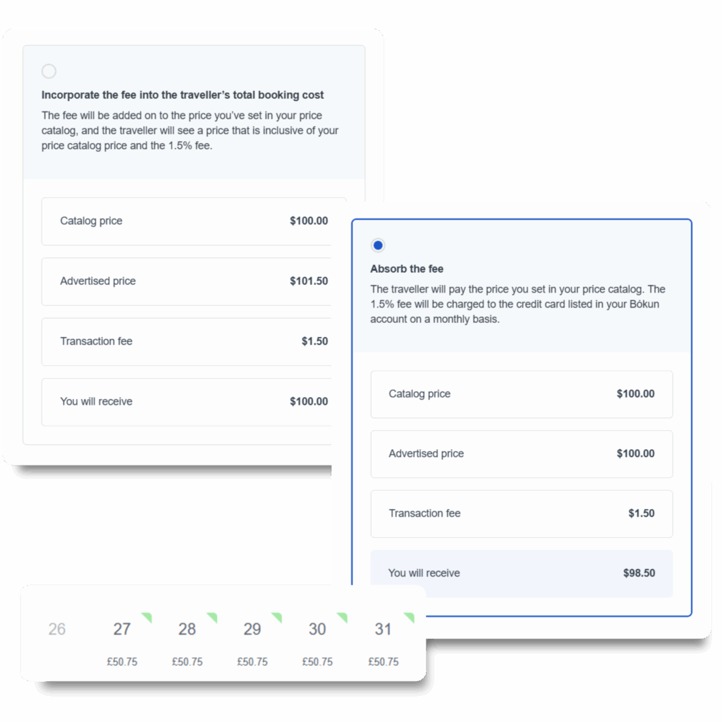 Pass the booking fee to your customer