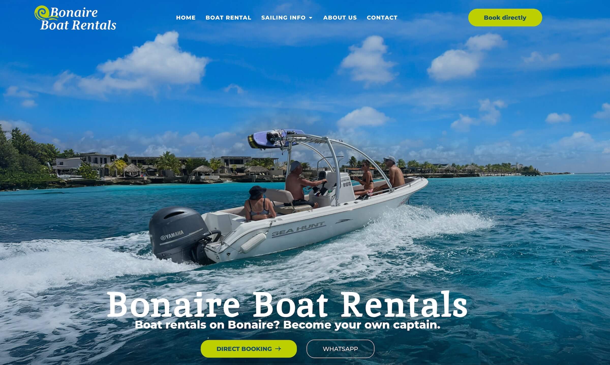 Bonaire Boat Rentals homepage: Become your own captain