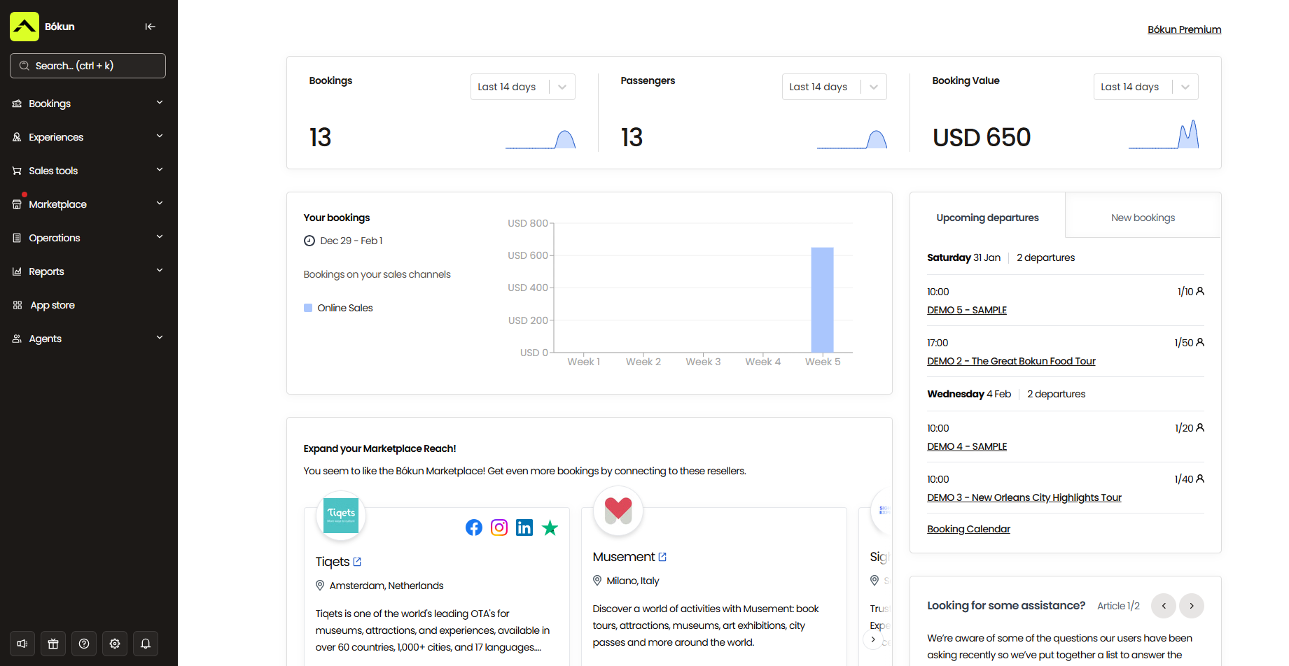 Reporting Dashboard: Bookings, Passengers, Booking Value