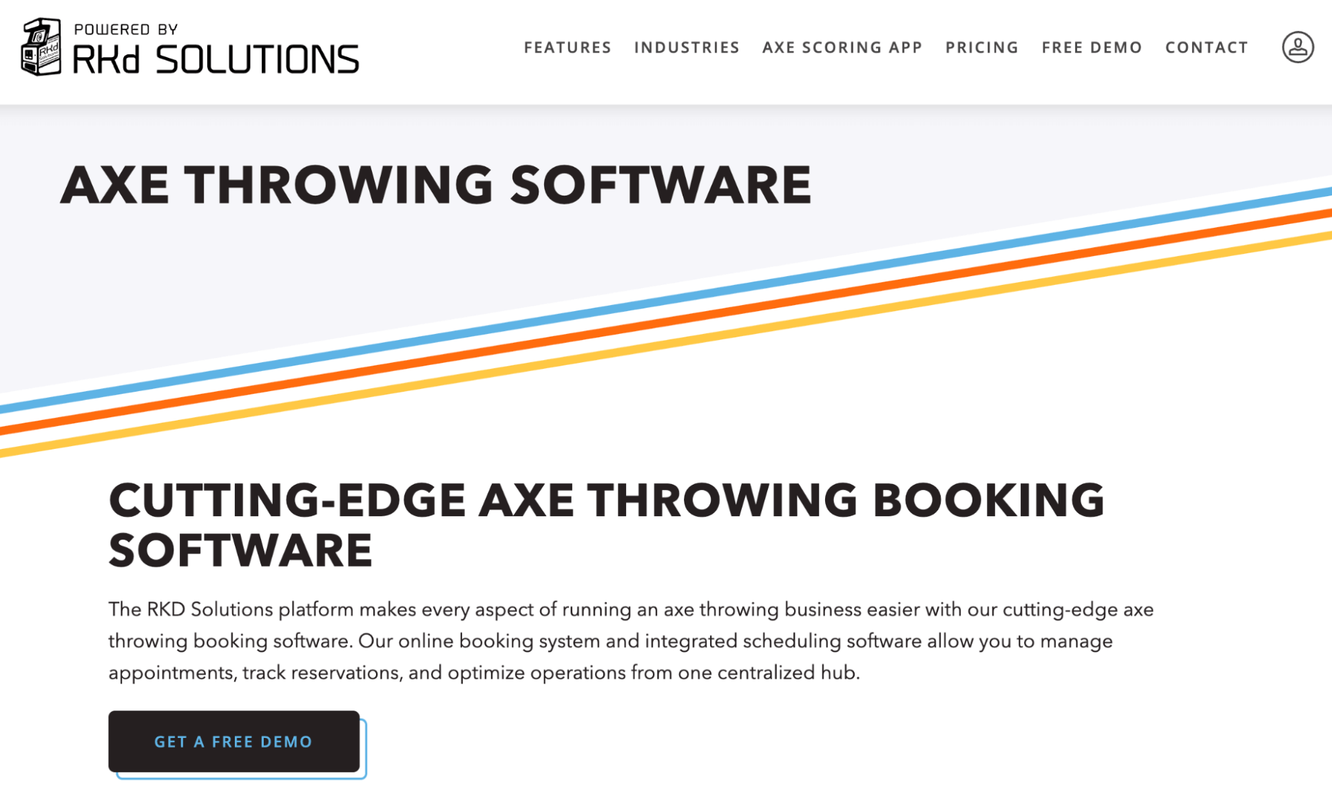 RKd Solutions Axe Throwing Software landing page