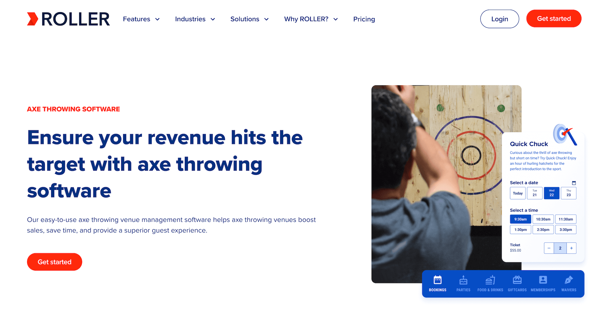 ROLLER Axe Throwing Software landing page