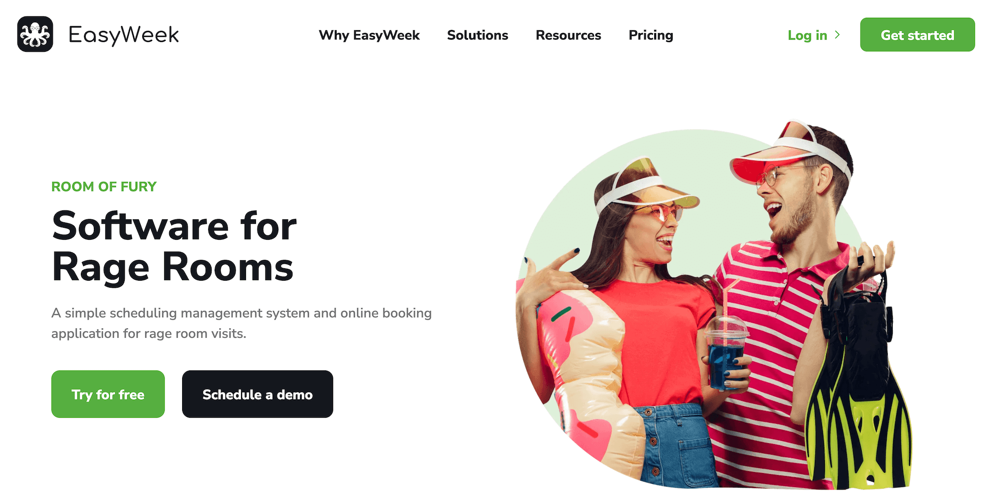 EasyWeek Software for Rage Rooms landing page