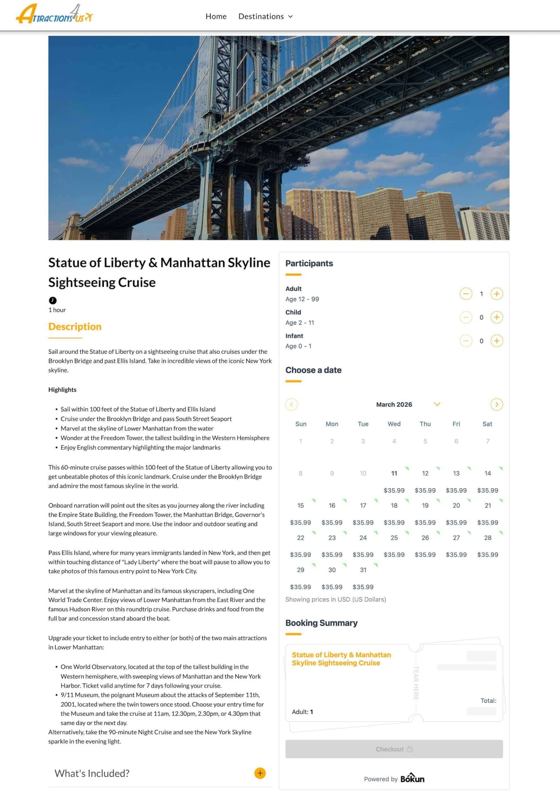 Online booking engine widget example