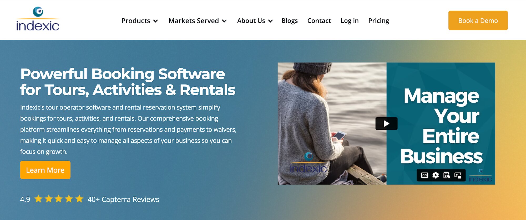 Indexic homepage: Powerful Booking Software for Tours, Activities & Rentals