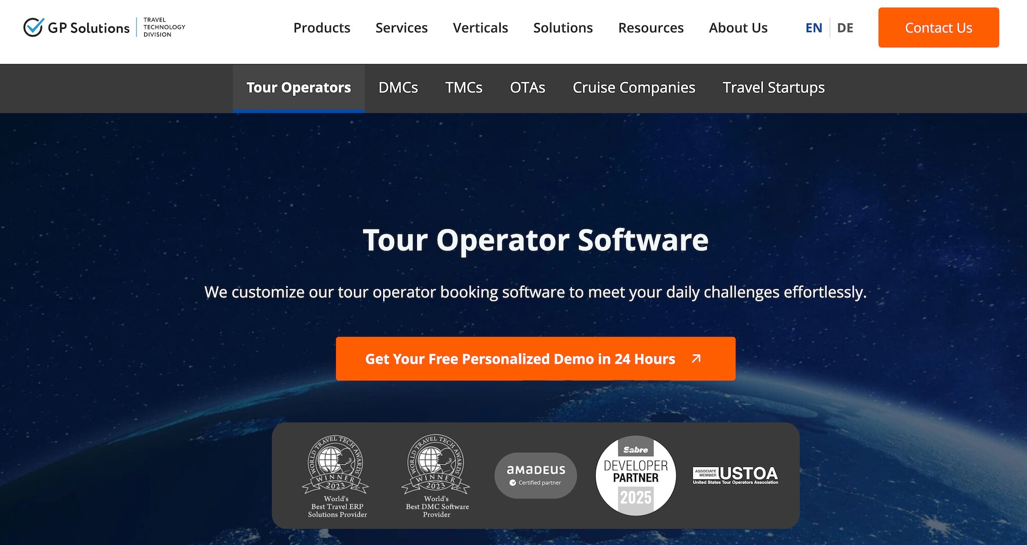 GP Travel Hub homepage: Tour Operator Software