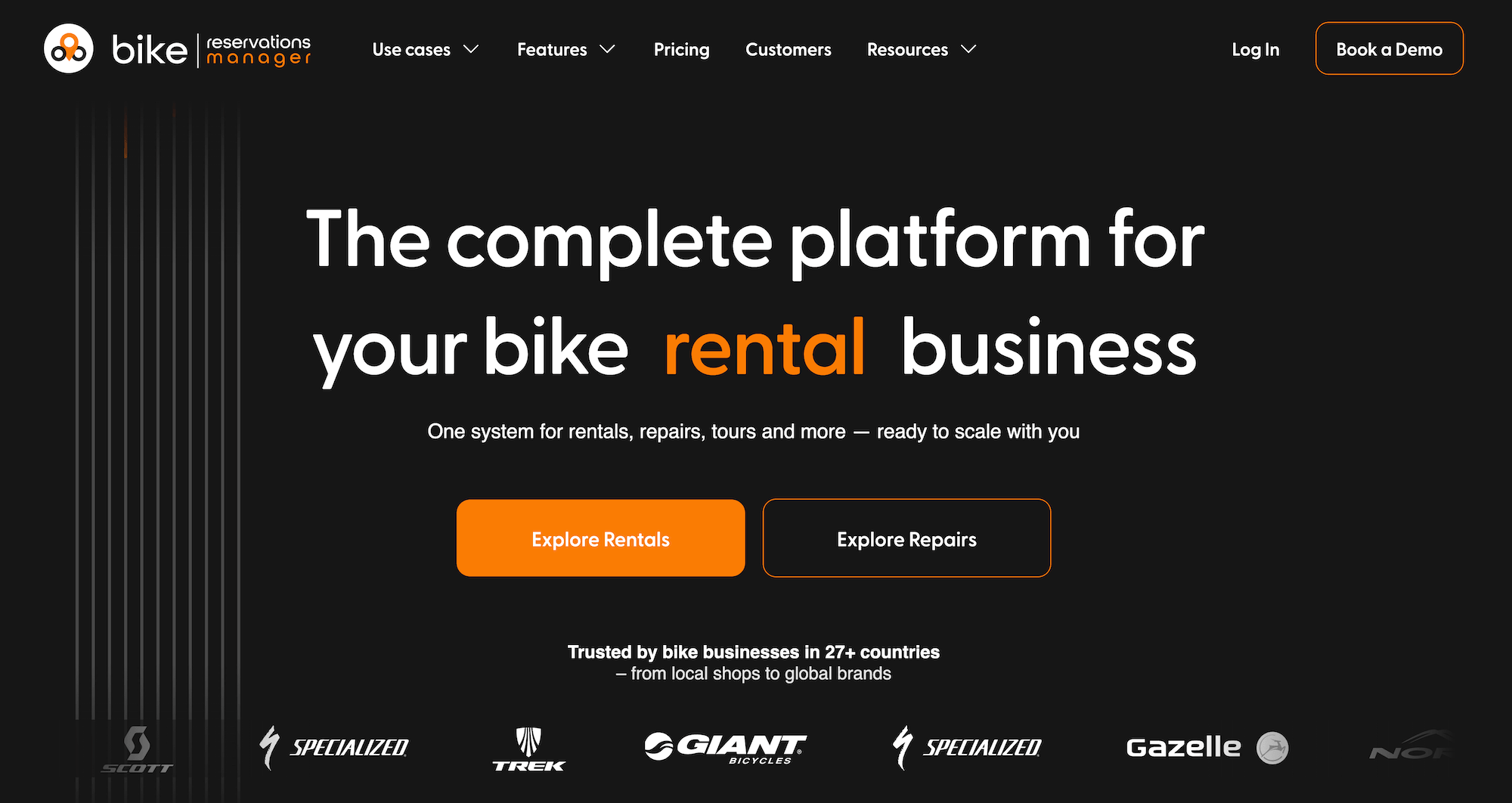 Bike Reservations Manager (BRM) Bike Rental landing page