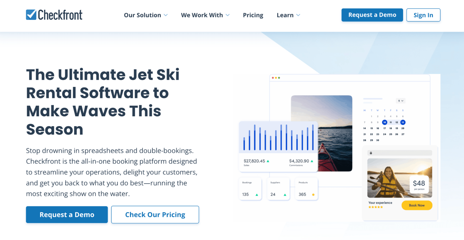 Checkfront Jet Ski Rental Software landing page