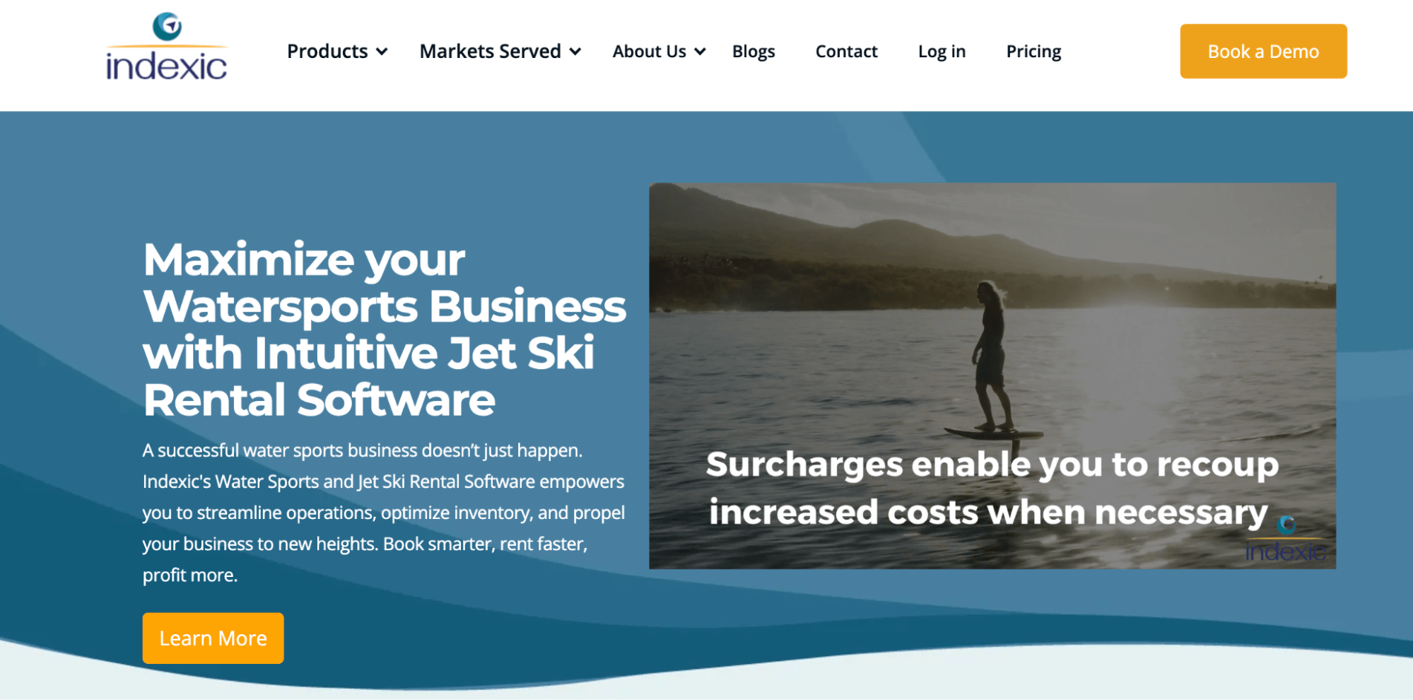 Indexic Jet Ski Rental Software landing page