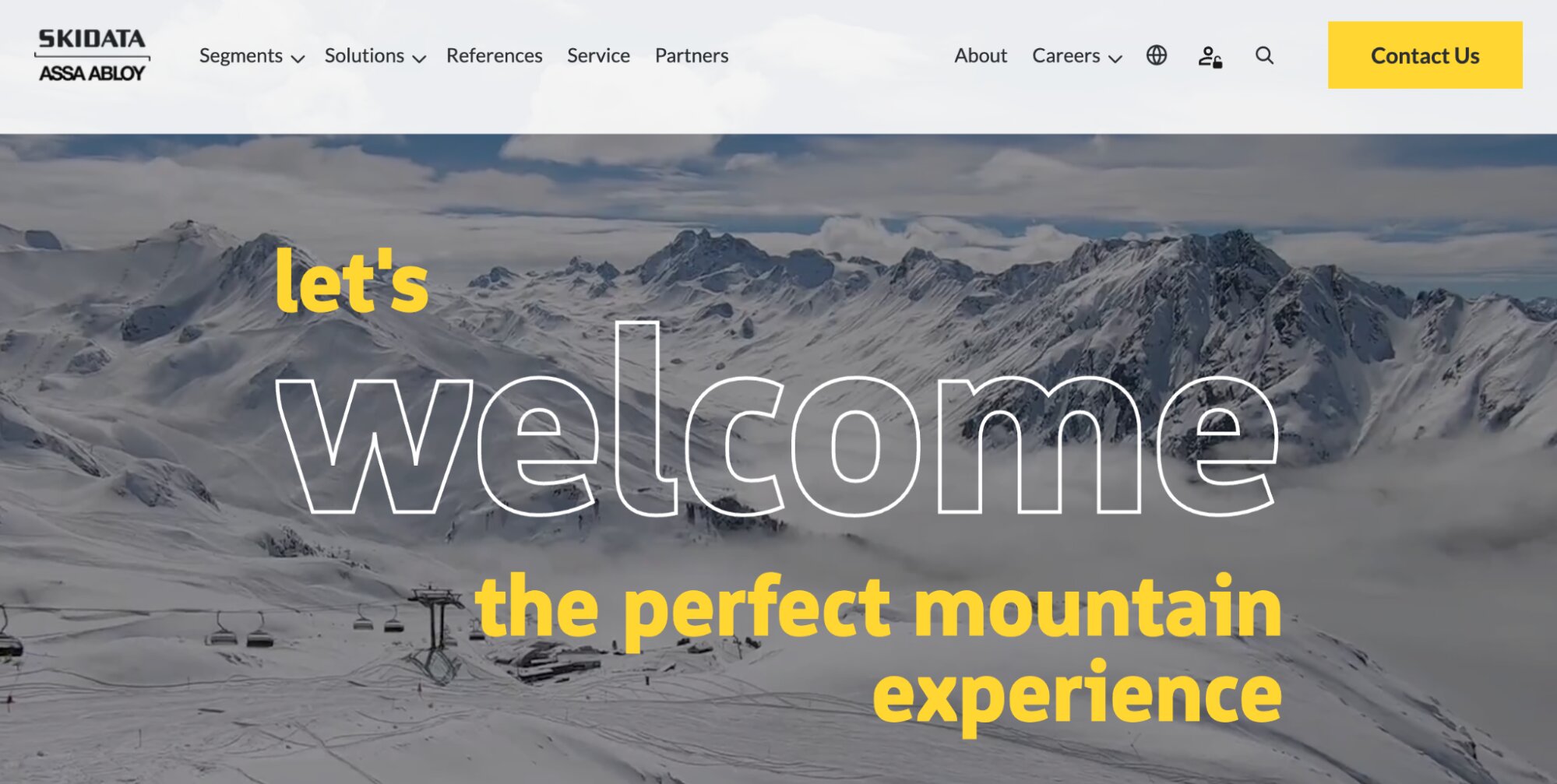 SKIDATA Mountain Destinations landing page: Let's welcome the perfect mountain experience